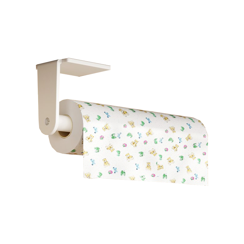 No-Punch White White Dapur Simple Paper Cling Film Rack