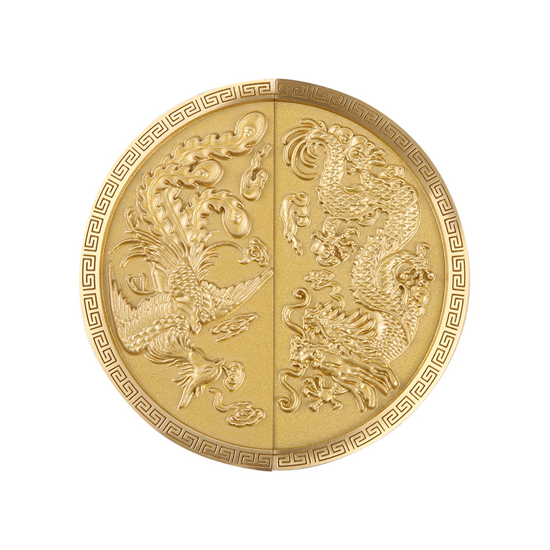 Dragon dan phoenix-2 Brass Chinese Dragon dan Phoenix Kabinet Lemari Pegangan